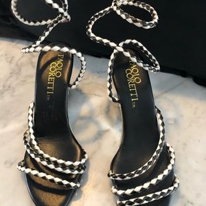 Vintage Pailo Coretti black and white wedge sandle